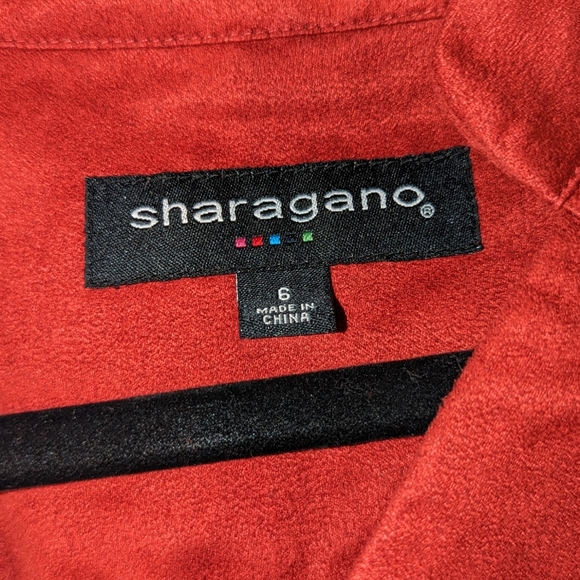 Sharagano red suede-feel A-line dress, size 6 - Picture 2 of 5